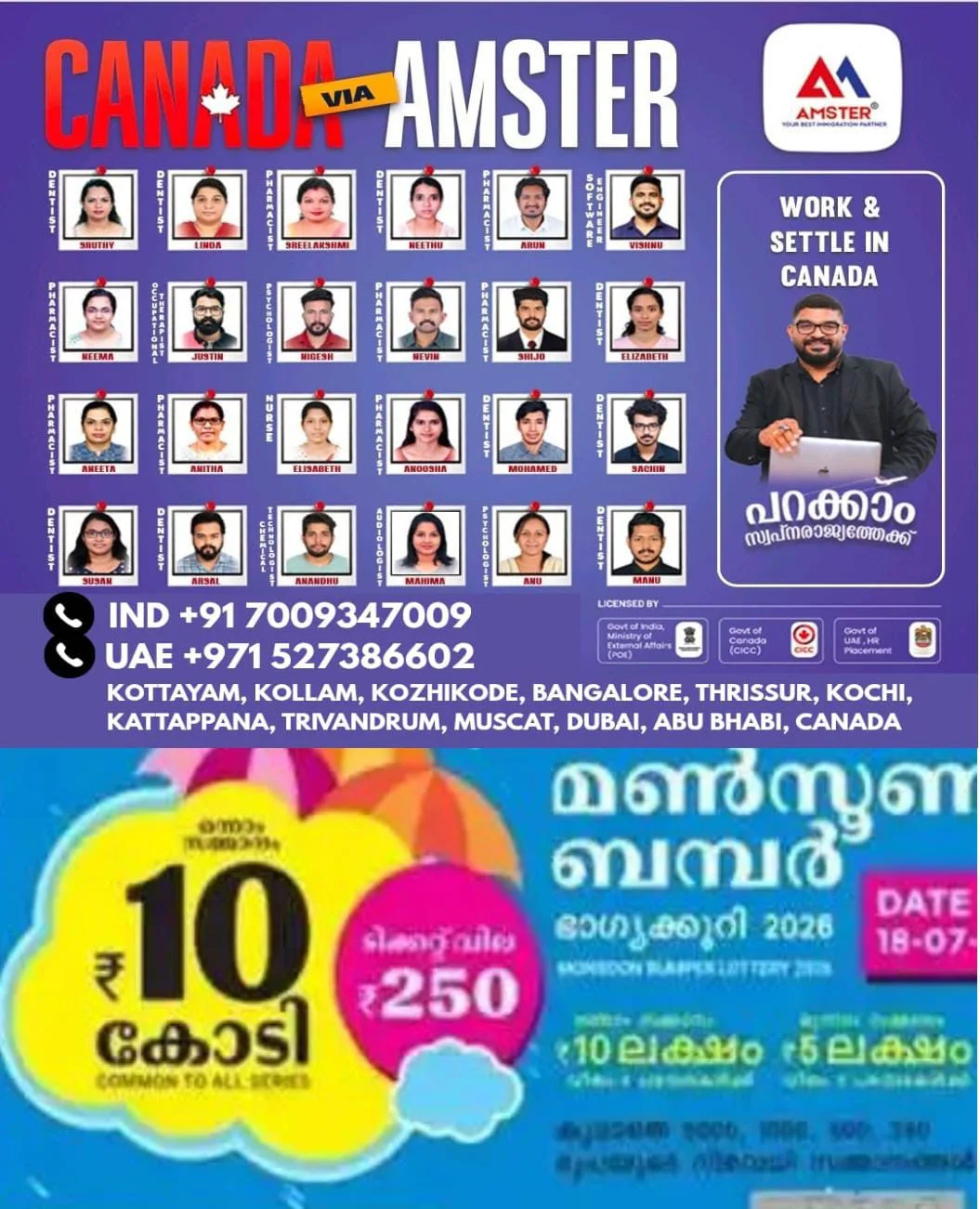 ഈ ചതി ഞങ്ങളോട് വേണ്ടായിരുന്നു: ബമ്പർ സമ്മാനം 10 കോടി അടിച്ചെന്ന വ്യാജ പ്രചാരണം: ഫോൺ കോളുകളെ കൊണ്ട് പൊറുതിമുട്ടിയ കുടുംബം പോലീസിൽ പരാതി നൽകി.