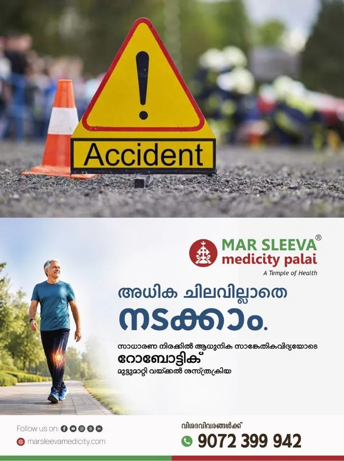 പാലായിൽ വിവിധ അപകടങ്ങളിൽ 3 പേർക്ക് പരിക്ക്; പരിക്കേറ്റവർ ചേർപ്പുങ്കൽ മാർ സ്ലീവാ മെഡിസിറ്റിയിൽ ചികിത്സയിൽ