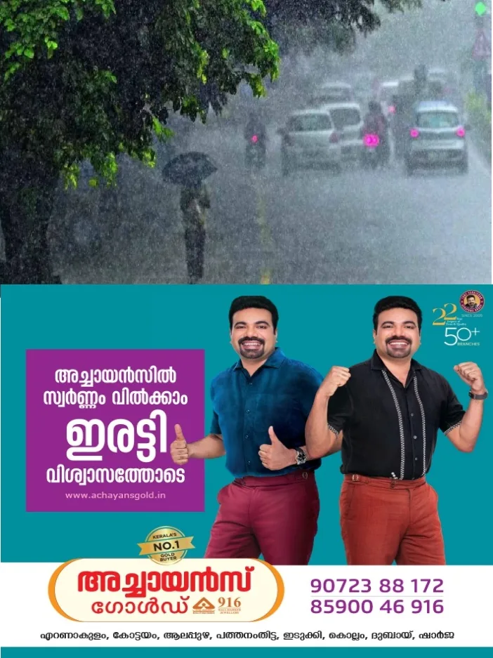 സംസ്ഥാനത്ത് ശക്തമായ മഴ;അടുത്ത മൂന്ന് മണിക്കൂറിൽ കോട്ടയം ഉൾപ്പെടെ 7 ജില്ലകളിൽ മഴയ്ക്കും കാറ്റിനും സാധ്യത